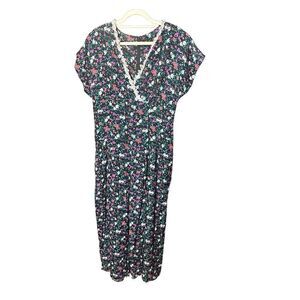 Vintage Per Se womenās floral jumpsuit wideālegs VNeck sz 16 cottagecore 90s
